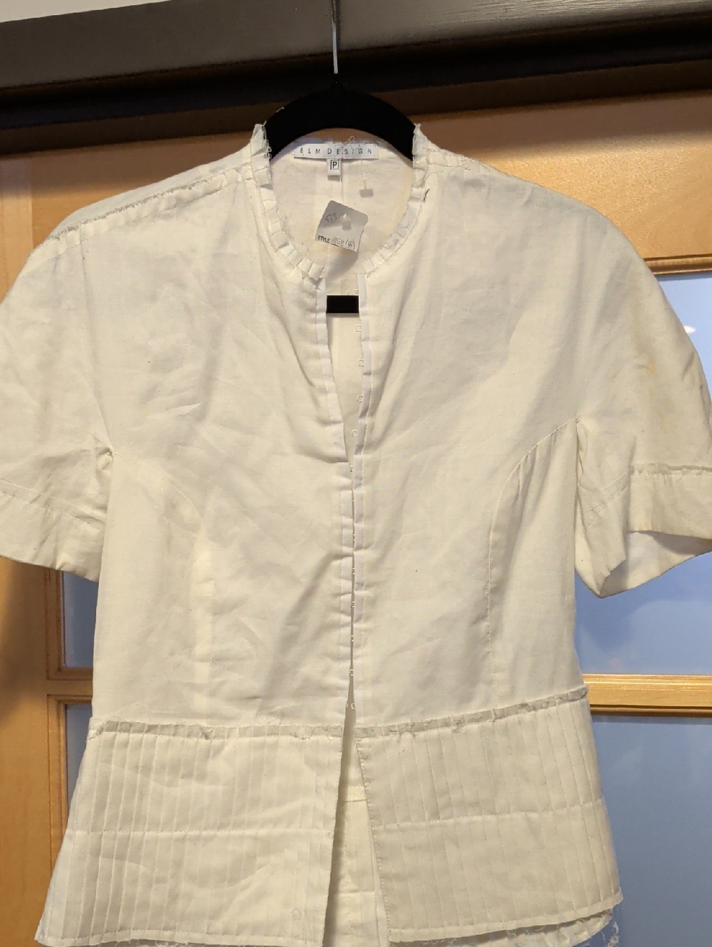 New With Tag Cotton White Short Sleeve Peplum Shirt Shiet